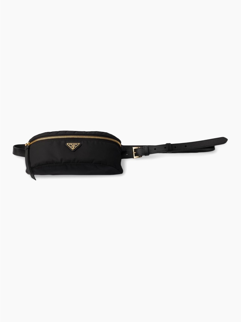 Like New Authentic Prada Black Nylon Waist Pouch with Gold Hardware